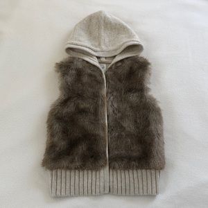 Gap Faux Fur Hooded Sweater Vest